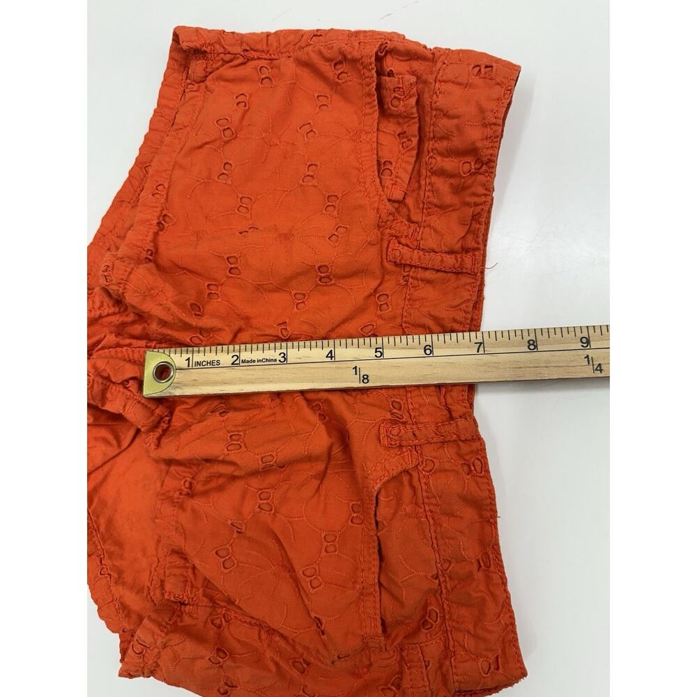 Aeropostale Womens Shorts Size 0 Orange Floral Eyelet Lace - Picture 7 of 9